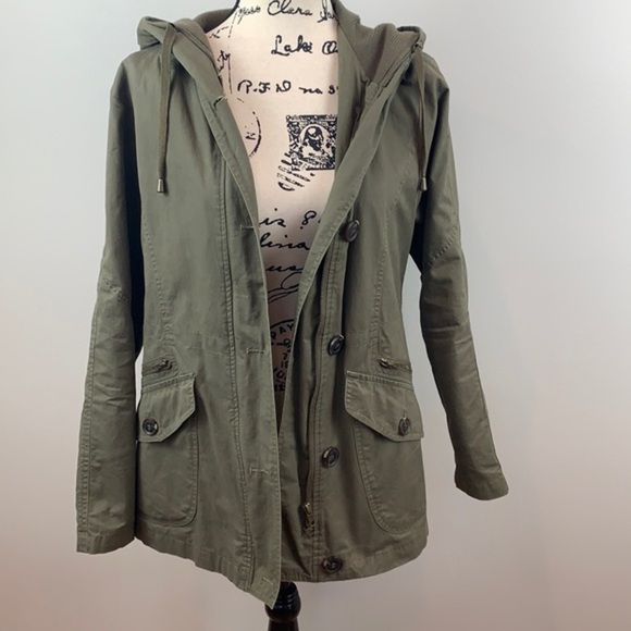 Love Tree Army Green Anorak Jacket Size Small - Picture 2 of 8